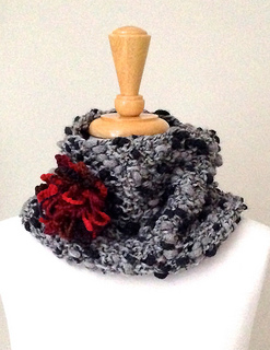 Cozy Cowl (Knit) with Detachable Crocheted Brooch
